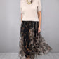 Completo due pezzi da donna composto da maglione e gonna fluida con stampa leopardata