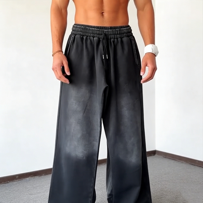 Pantaloni casual da uomo a gamba larga con coulisse