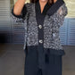 Set 2 pezzi da donna con cardigan con scollo a V e paillettes e pantaloni a gamba larga