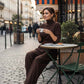 Completo Elegante Donna 2 Pezzi: Maglia Dolcevita e Pantaloni a Vita Alta con Cintura in Omaggio