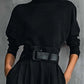 Completo Elegante Donna 2 Pezzi: Maglia Dolcevita e Pantaloni a Vita Alta con Cintura in Omaggio