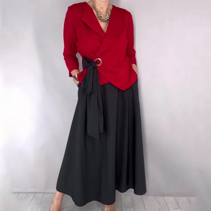 Set 2 pezzi composto da top elegante e gonna a tinta unita da donna