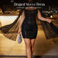 Abito da donna con cut-out a costine e mantella in chiffon