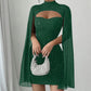 Abito da donna con cut-out a costine e mantella in chiffon