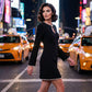 🔥 SCONTO DEL 50%! ✨ Abito tubino corto da donna con scollo a goccia e rifiniture in finta perla – Eleganza slim fit con maniche svasate e intramontabile colore nero 💎🖤