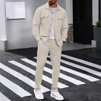 🔥 SCONTO DEL 50%! ⏰ Completo da uomo con giacca abbottonata + pantaloni in maglia a nido d'ape – Taglio ampio, tessuto traspirante e stile casual elegante 👕👖