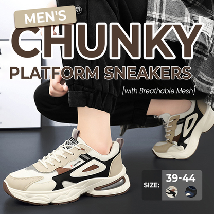 Sneakers da uomo con plateau spesso e mesh traspirante