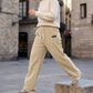 Pantaloni da donna in velluto a coste a gamba larga con coulisse