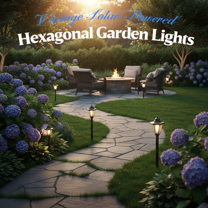 Luci da giardino esagonali vintage a energia solare