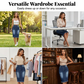 Gonna in denim da donna a vita alta con orlo sfrangiato