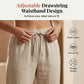 Pantaloni capri casual in cotone e lino da donna