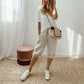 Pantaloni capri casual in cotone e lino da donna