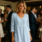 Casual linnen midi-jurk met V-hals en knoopsluiting voor dames