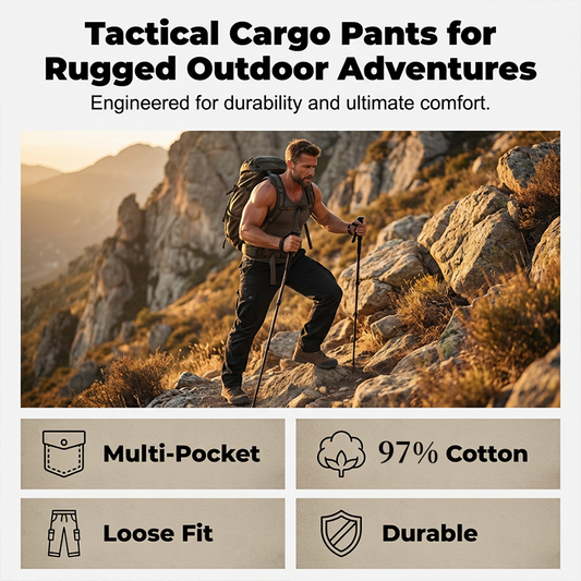 👖SCONTO DEL 50% ORA! 🛠️ Pantaloni tattici cargo da uomo in cotone – Multitasche, struttura rinforzata e vita regolabile 🔧