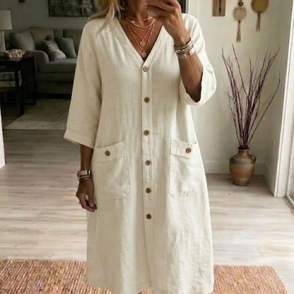 📢📢50% DI SCONTO!! ⏰Abito midi casual da donna con scollo a V