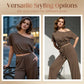 👚 SCONTO DEL 50%! 🌸 Set da casa “Soft-Touch” – Top asimmetrico con spalle scoperte e pantaloni larghi, comodo e perfetto per giornate rilassanti a casa 💃
