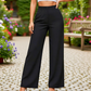 Pantaloni casual a gamba larga da donna in tinta unita