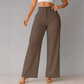 Pantaloni casual a gamba larga da donna in tinta unita