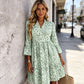 🌺Elegante abito midi con scollo a V e drappeggio di alta qualità – Abito a balze con motivo floreale
