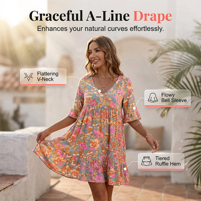 🌺 Offerta a tempo limitato – Abito da donna casual con scollo a V e fantasia floreale! Scegli il look estivo che ti farà risplendere ogni giorno. 🌸✨