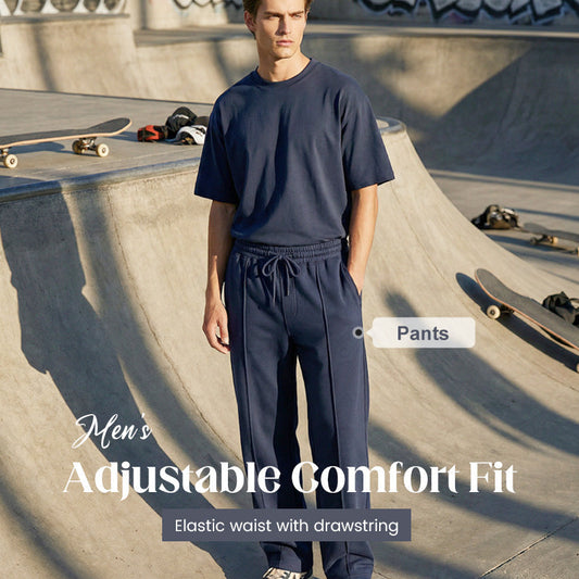 Pantaloni da uomo a gamba dritta, con elastico in vita e coulisse