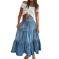 👗 SCONTO DEL 40% PER UN PERIODO LIMITATO! ✨ Gonna lunga in denim – Vita alta, a balze, linea ad A, abbottonatura frontale ✨