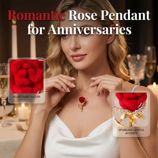 🌹 ORA SCONTO DEL 50%! 💎 Elegante collana con ciondolo a forma di rosa rossa – Design delicato, ipoallergenica e perfetta per un tocco di eleganza quotidiano o come regalo ✨
