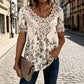 🌺Maglietta da donna con scollo rotondo e bordatura in pizzo