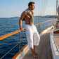 Pantaloni capri casual da uomo a zampa