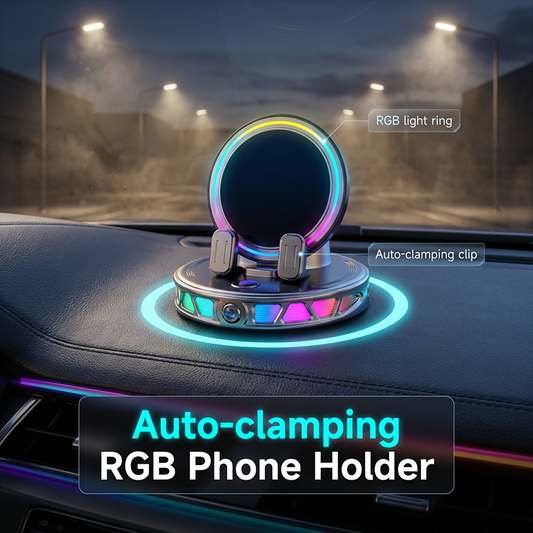 📱 Supporto da auto RGB per cellulare ✅ Fissaggio automatico e ricarica wireless | Guida sicura con una sola mano 🚗