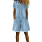 Tuta corta da donna in denim a maniche corte, casual