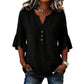 Top casual in tessuto a tinta unita con scollo a V da donna