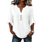 Top casual in tessuto a tinta unita con scollo a V da donna