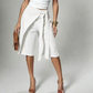 Eleganti pantaloni culotte da donna con laccetti sul davanti e gamba larga.