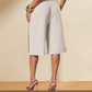 Eleganti pantaloni culotte da donna con laccetti sul davanti e gamba larga.