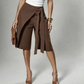 Eleganti pantaloni culotte da donna con laccetti sul davanti e gamba larga.