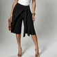 Eleganti pantaloni culotte da donna con laccetti sul davanti e gamba larga.