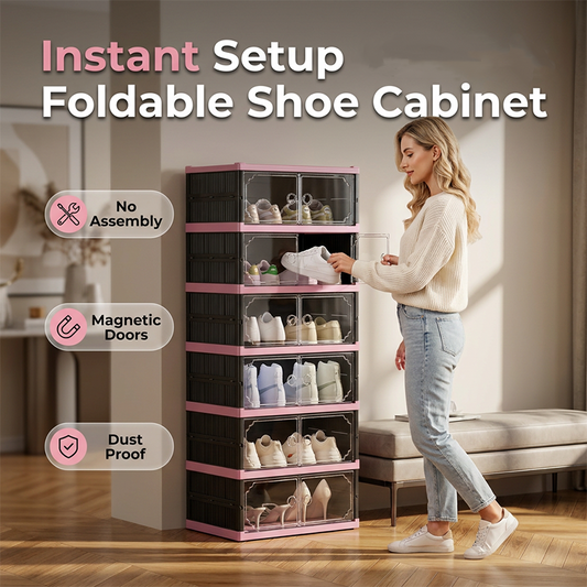 📦👟✨ Scarpiera pieghevole e impilabile con ante trasparenti 🚪🔍