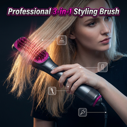 ⏰ SCONTO 50% – Solo per Poco Tempo 💇‍♀️ Spazzola ad Aria Calda 3-in-1 ✨ Asciuga, Liscia e Piega con un Solo Strumento