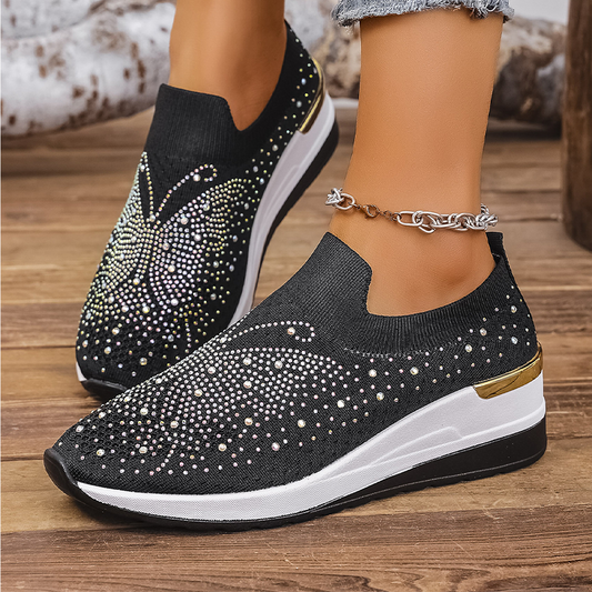 👟Sneakers slip-on da donna con farfalla in strass - Brilla ad ogni passo ✨