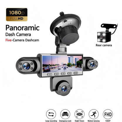 📢📢SCONTO DEL 50%!! ⏰Videocamera da cruscotto HD 1080p con obiettivi multipli – 5 angolazioni, visione notturna, rilevamento collisioni, monitoraggio del parcheggio 24 ore su 24 🚗