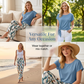 🌿 OFFERTA LIMITATA -50%! ✨ Completo da donna a due pezzi – Top con fiocco laterale e pantaloni con motivo botanico, tessuto traspirante di alta qualità · Azzurro e verde chiaro · S–5XL (EU34-54) 💐