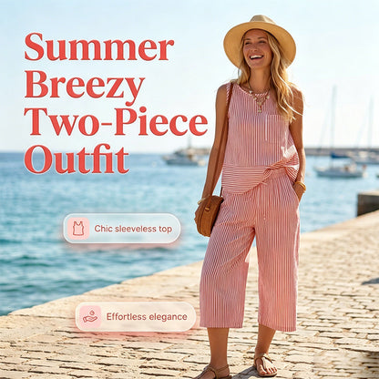Set composto da pantaloni a righe a gamba larga da donna