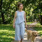 Set composto da pantaloni a righe a gamba larga da donna