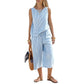 Set composto da pantaloni a righe a gamba larga da donna