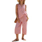 Set composto da pantaloni a righe a gamba larga da donna
