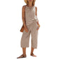 Set composto da pantaloni a righe a gamba larga da donna