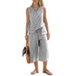 Set composto da pantaloni a righe a gamba larga da donna
