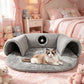 🐱🧸✨ Cuccia a tunnel 2 in 1 in peluche per gatti 🚪🌈🏠