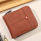 Portafoglio uomo bifold in pelle PU con chiusura zip integrale